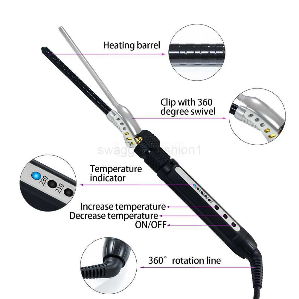 Professional 7mm Curling Iron Electric Hair Curler for Short Hair Pear Flower Cone Ceramic Curling Wand Hair Rollers StylerB240719
