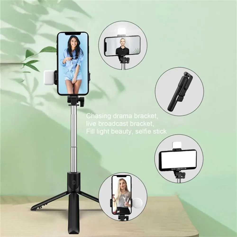 with Fill Lamp Foldable Wireless Selfie Stick Bluetooth Remote Shutter Tripod 360 Rotation for Youtube Tiktok Live Fill LightM240719