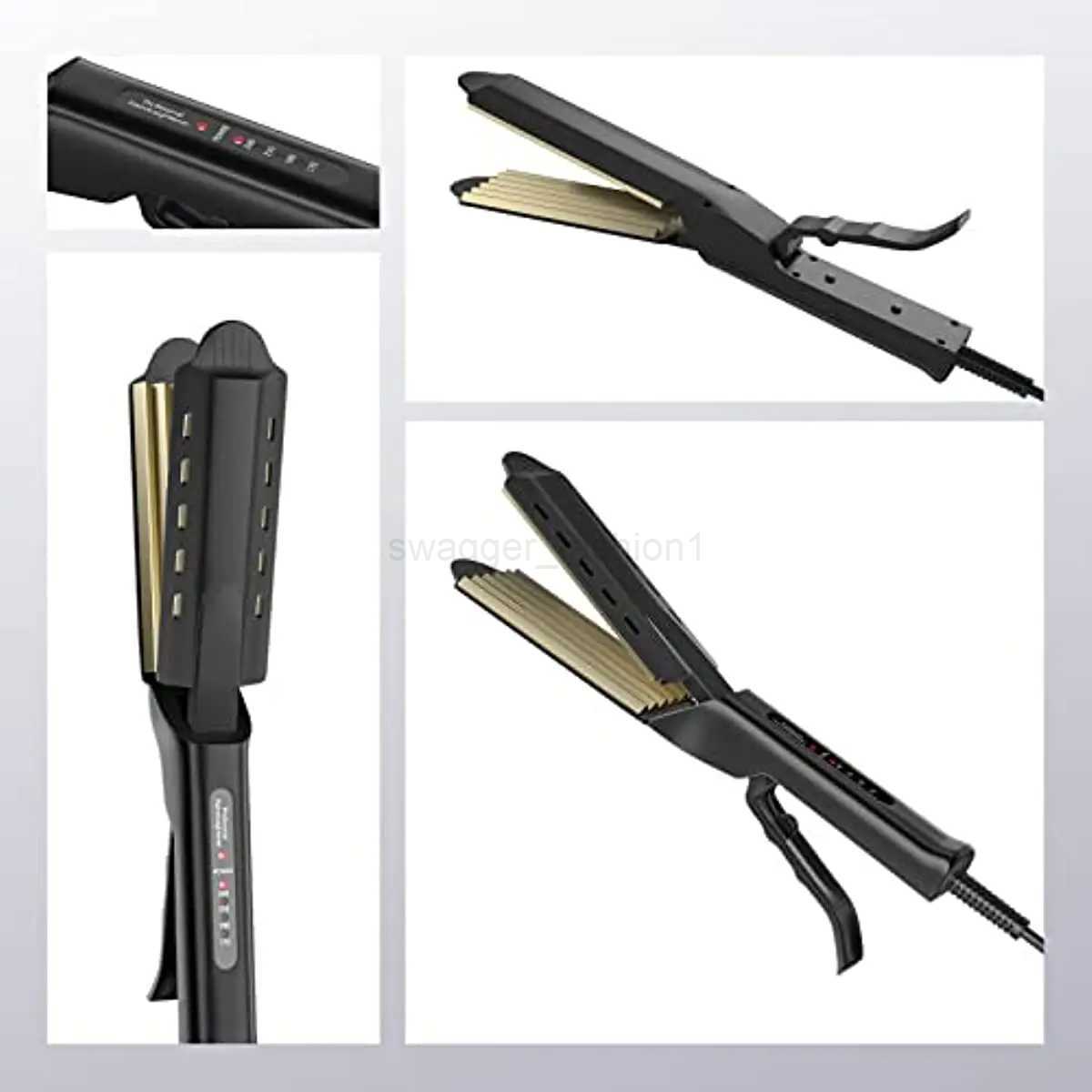 Professional Ceramic Corrugated Iron Electric Curling Crimped Wide Plates Beauty Hair Iron For Hair Wave Corrugation Flat IronsB240719