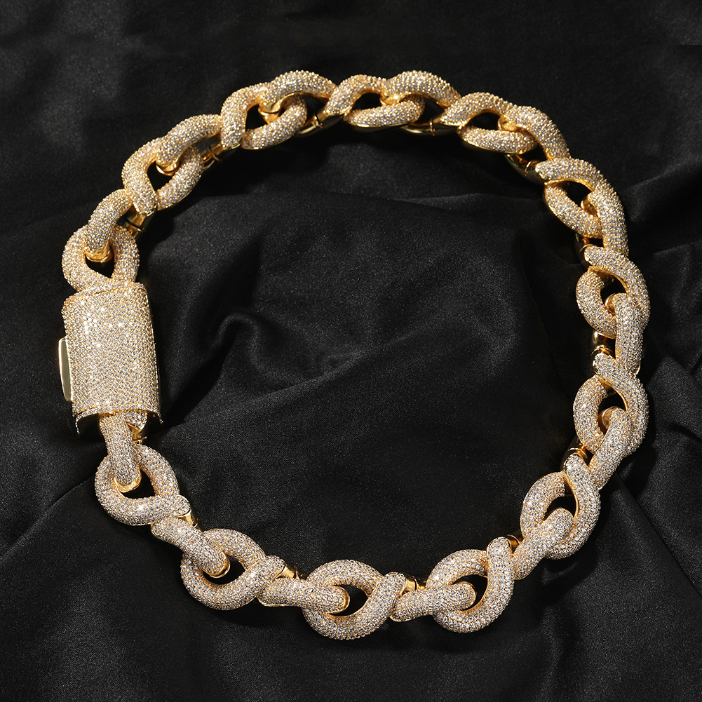 20mm Hip Hop Solid Heavy Cuban Chain Necklace Bracelet 5A Zircon Rap Jewelry