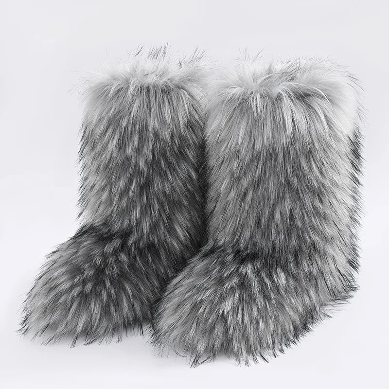Y2K Kids Boots Winter Shoes Faux Fur Toddler Girl Boots Fashion Colorful Fur Children Ankle Snow Boots Warm Shoes Girls 240711 - view 5