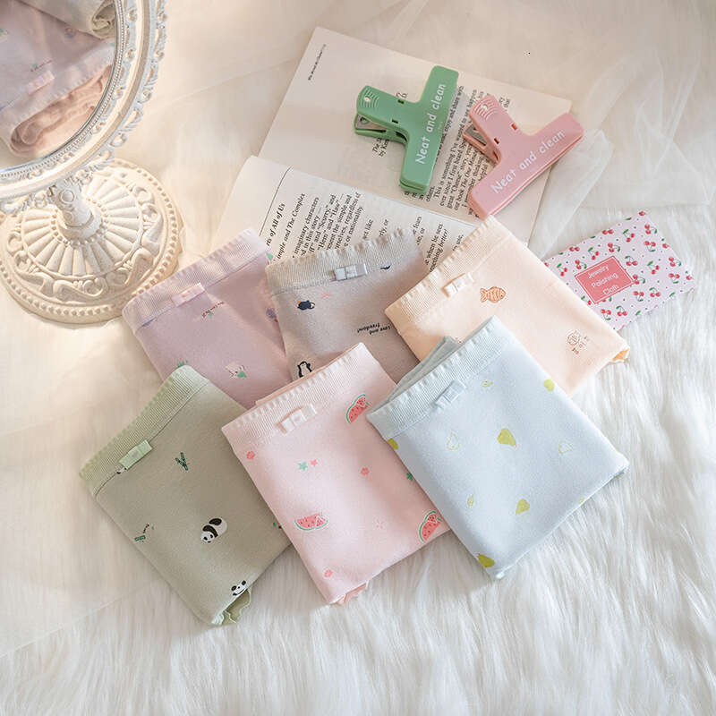 Fresh Women's Floral Cute Girl 7A Antibacterial Pure Cotton Underwear Women Women Underwear Calzoncillos Panties Calecon Lingerie Underwears Woma