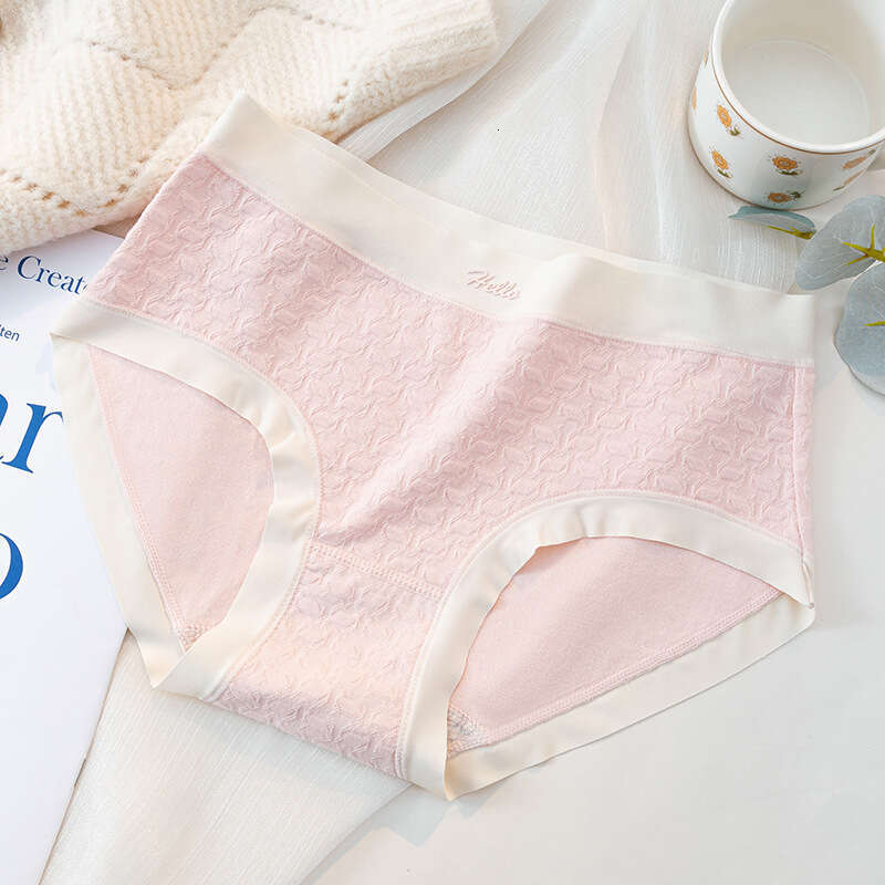 Fresh Jacquard Antibacterial Pure Cotton Crotch Gentle Style Women's Triangle Pants Breathable Seamless Underwear Women Calzoncillos Underwears W