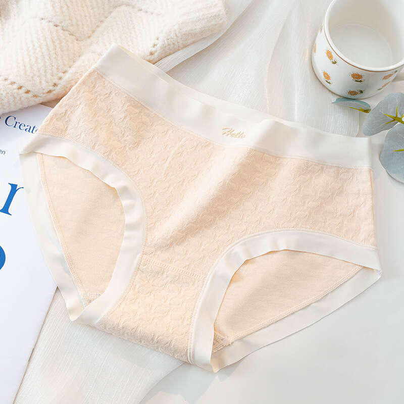 Fresh Jacquard Antibacterial Pure Cotton Crotch Gentle Style Women's Triangle Pants Breathable Seamless Underwear Women Calzoncillos Underwears W