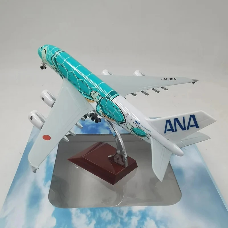 20cm alloy metal Japan Airlines ANA Airbus A380 cartoon turtle airplane model airplane model painting airplane toy 240716