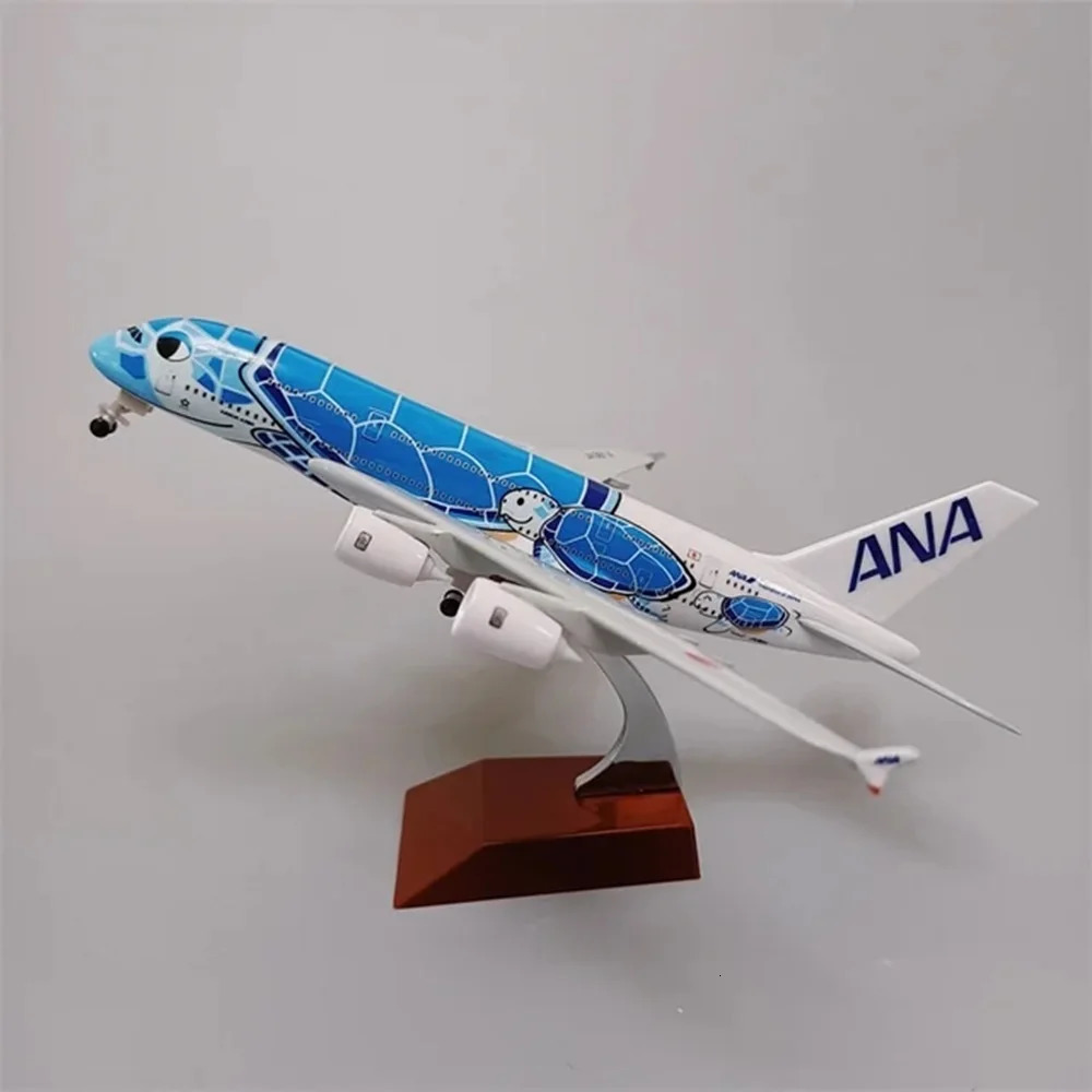 20cm alloy metal Japan Airlines ANA Airbus A380 cartoon turtle airplane model airplane model painting airplane toy 240716