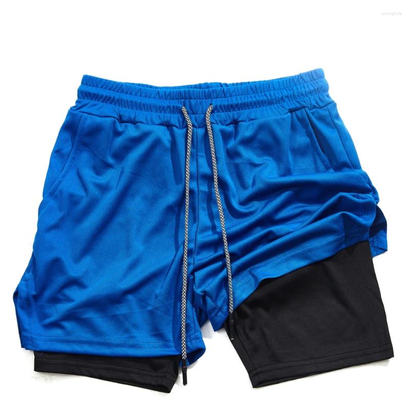 Men's Shorts And Women's Double-layer Fitness With Drawstring Mesh Lining Elastic Waist Breathable 2-in-1 Quick Drying