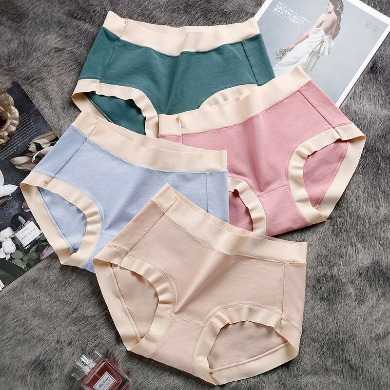 New Cotton Women's Mid Waist 0 Sensation No Trace Simple Color Contrast Graphite Thin Antibacterial Crotch Underwear Women Underwear Calecon Unde
