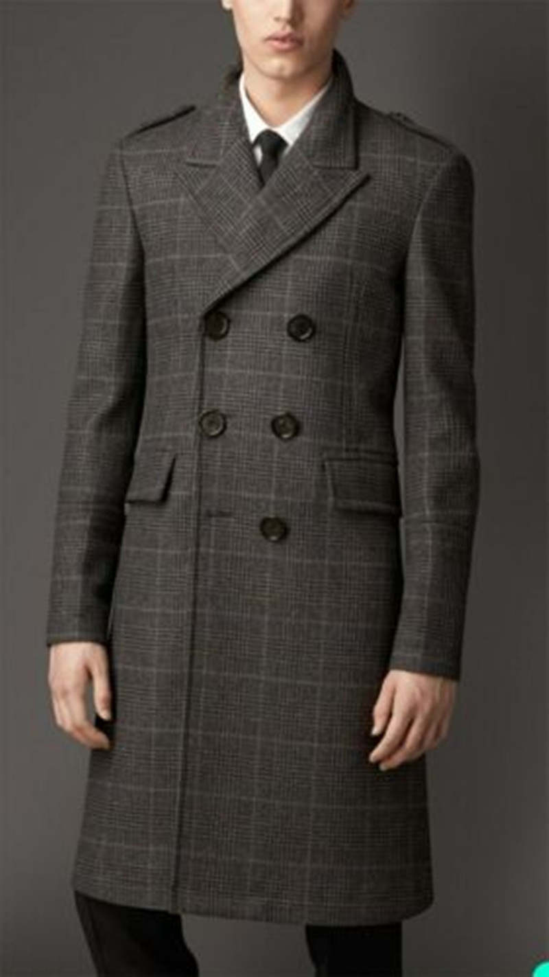 Formal Men Suits Thick Wool Custom Made Double Breasted Tuxedos Peaked Lapel Blazer Back Vent Business High Quality Popular Cheap Price Autumn Long Co