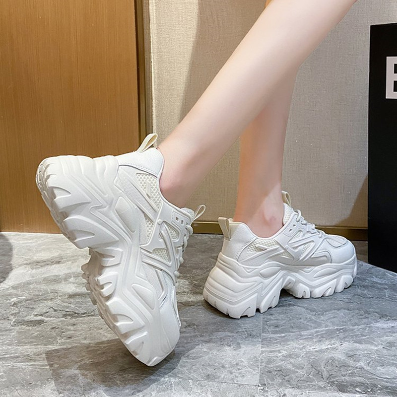 2023 Women's Summer Platform Shoes Comfortable Lace-up Mesh Sneakers Women's All-match Walking Shoes Casual Shoes for Women