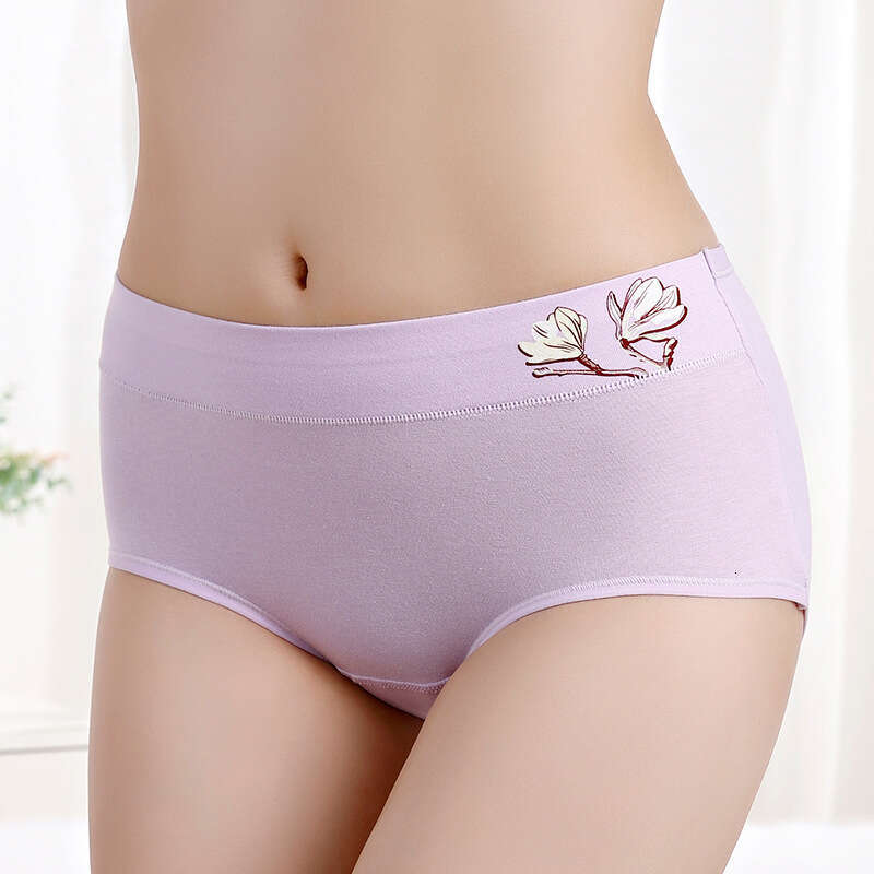 Printed Cotton in Large Size, Simple Mid Waist Women's Underwear Made of Pure Cotton, Comfortable Triangle Pants Calecon Lingerie Underwear Women