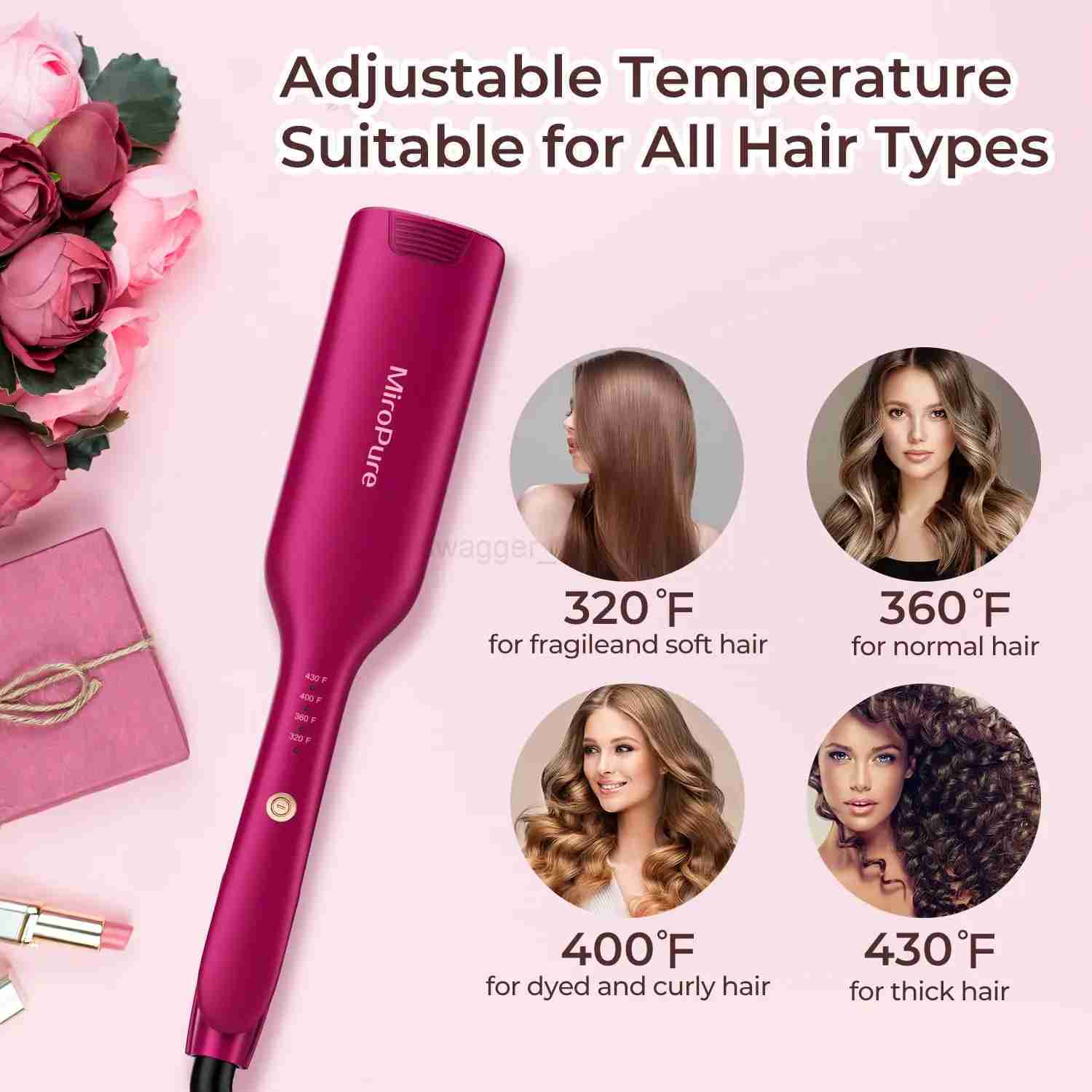 Wave Iron Beach Curling Hair Stick 2.54Cm PTC Heater Automatically Turns Off Easy To Adjust Shape Long-Lasting Heating 300B240719