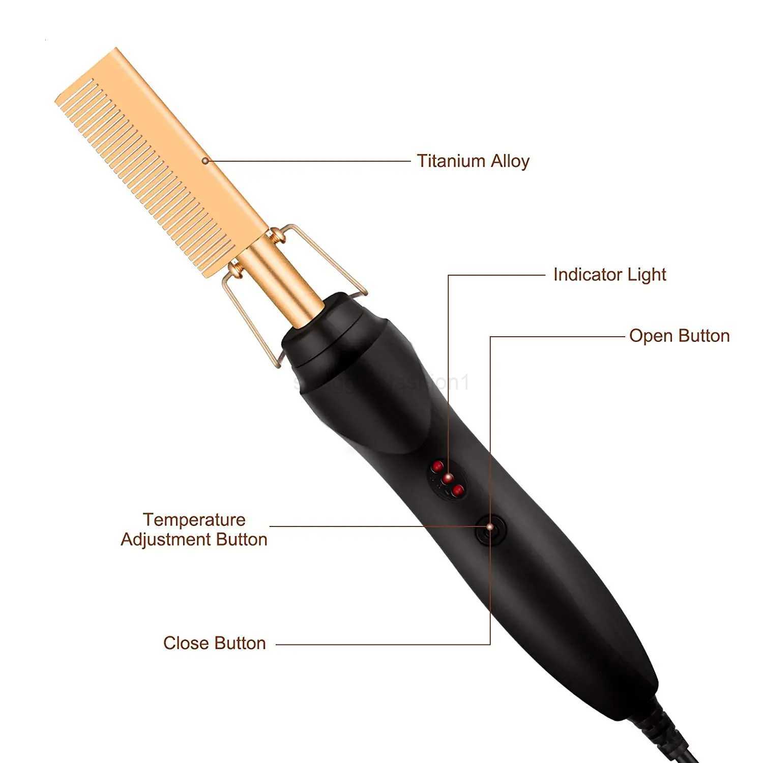 Hot Comb Hair Straightener 2 in1 Fast Heating Straightener And Curling Iron Heated Press Comb Flat Irons Styler Corrugation ToolB240719