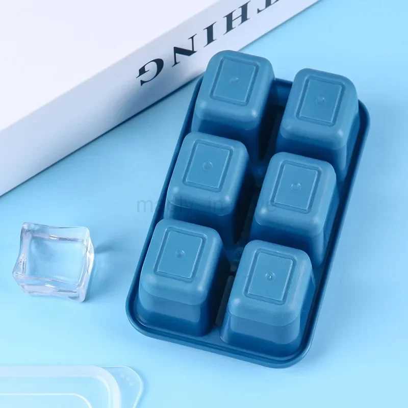 Silicone Ice Mold Food Grade 6 Grids Ice Cream Block DIY Drink Cream Tray Home Kitchen Fridge Storage Cubes Kitchen AccessoriesM240719