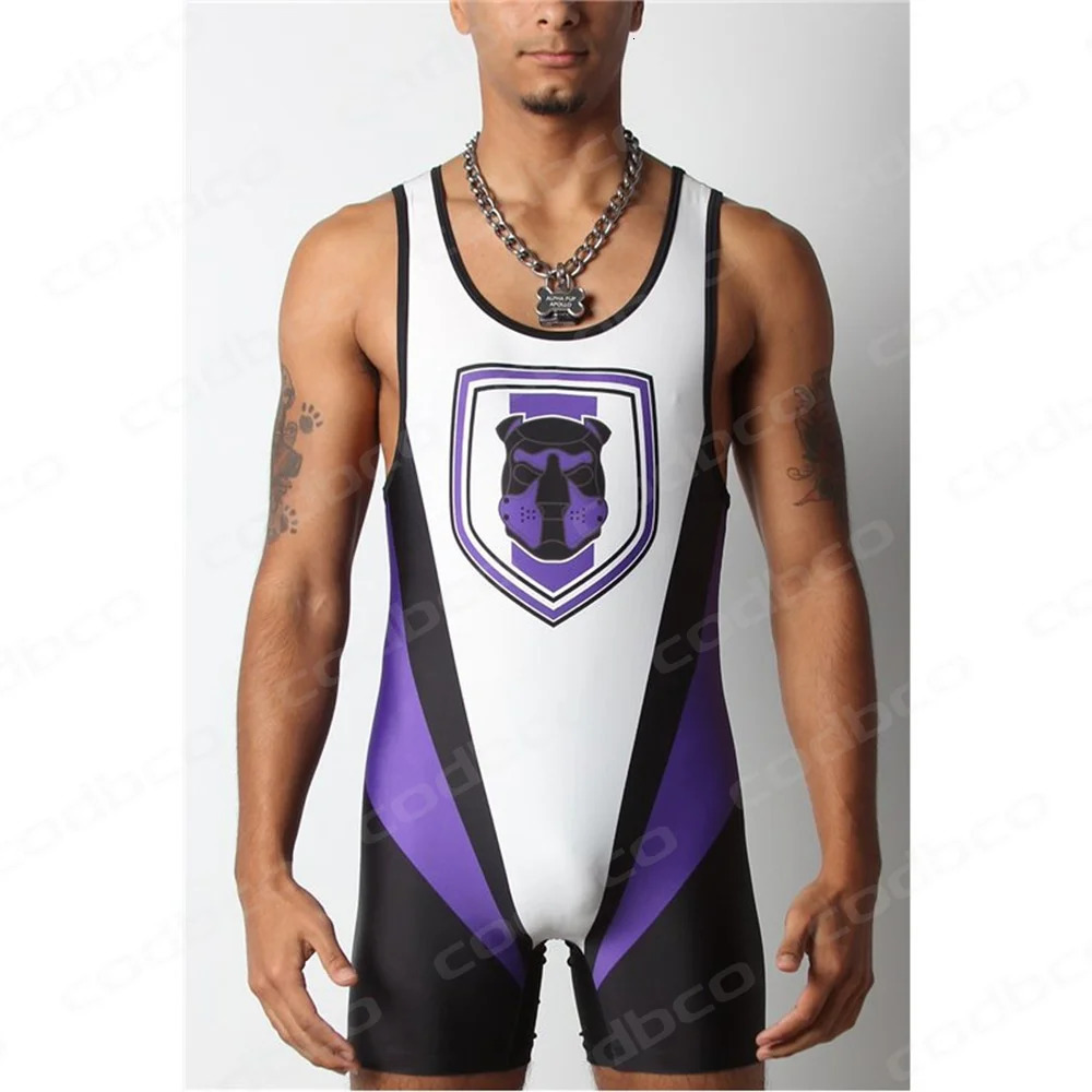 Mens Wrestling Singlets Tight Suit One Piece Bodysuit Breathable High Elasticity Weightlifting PowerLifting Fitness Skinsuit 240711
