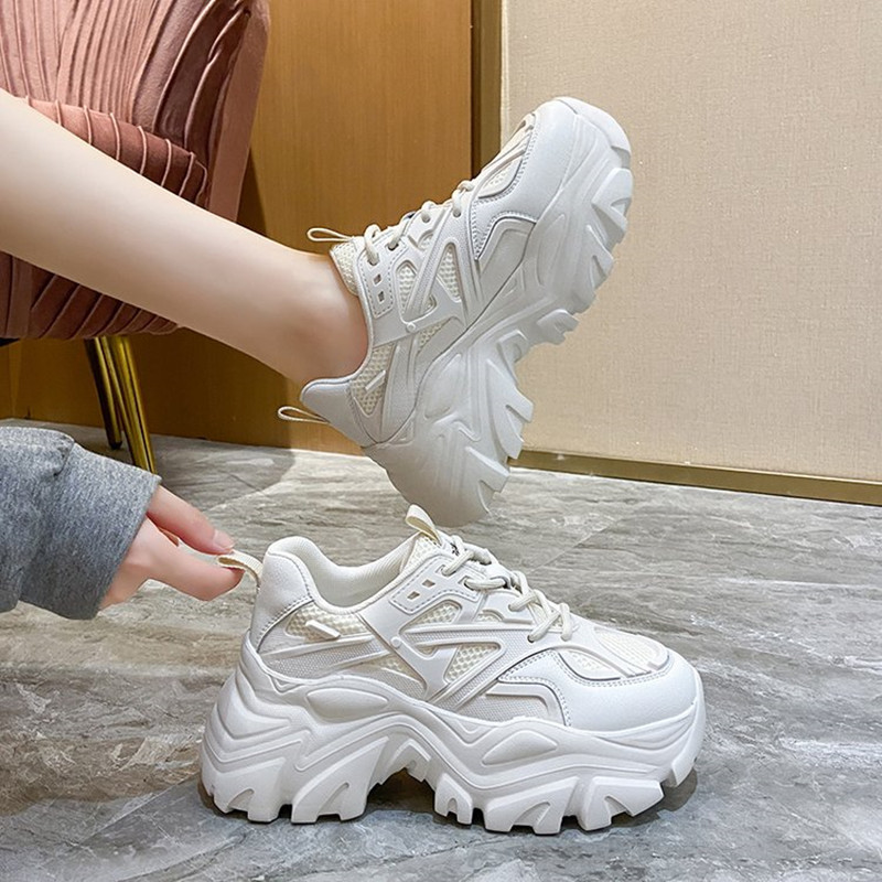 2023 Women's Summer Platform Shoes Comfortable Lace-up Mesh Sneakers Women's All-match Walking Shoes Casual Shoes for Women