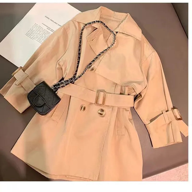 FaShion Baby Girls Trench Coat Mid Length Autumn Childrens British Style Coat Baby Clothing Korean Version Coat 2-8Y 240711