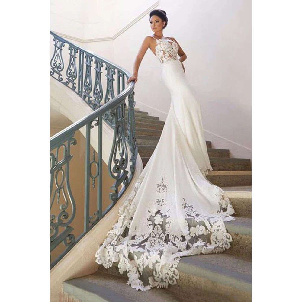 Black Lace Wedding Dresses Mermaid Women Spaghetti Straps Appliques Illusion Backless Bridal Gowns Vestidos De Novia