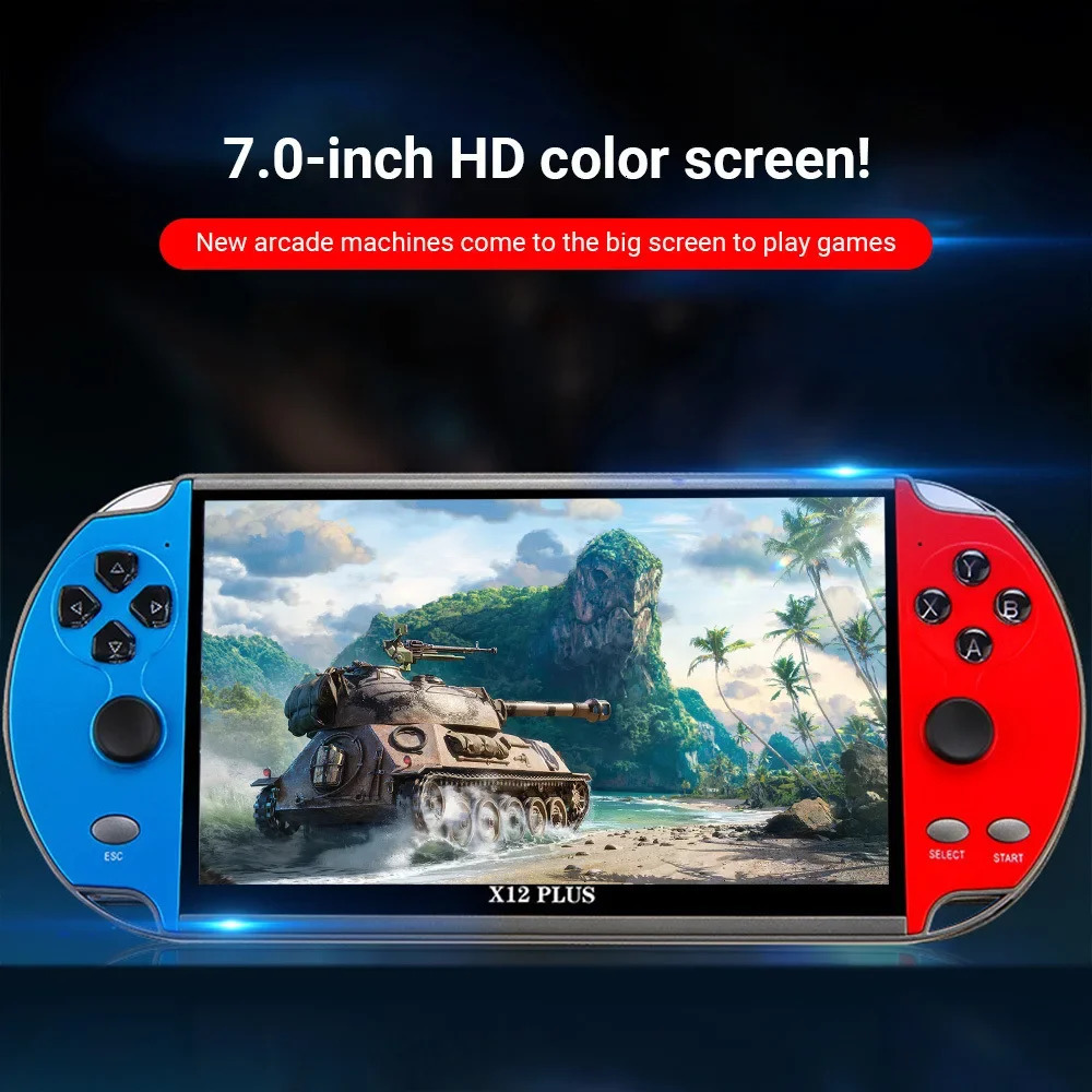 X7/X12 PLUS video game console 5.1/7-inch high-definition screen portable handheld game console with built-in 10000classic game consoles 240715