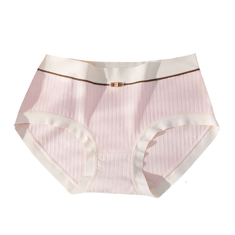 Naked Seamless Made of Pure Cotton, Cute Girls' with Needle Drawn Stripes, Breathable Underwear, Women's Underwear Calecon Underwear Women L