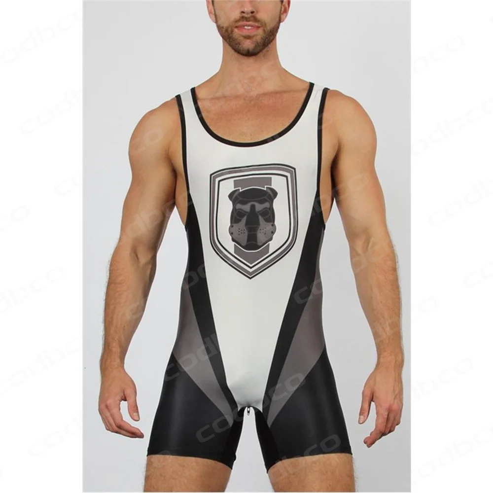 Mens Wrestling Singlets Tight Suit One Piece Bodysuit Breathable High Elasticity Weightlifting PowerLifting Fitness Skinsuit 240711