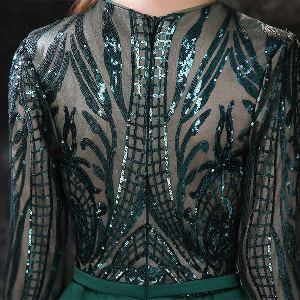 Red Sequined Evening Dresses Mermaid Long Sleeve Beading Detachable Satin Train Celebrity Formal Party Prom Gowns Vestido