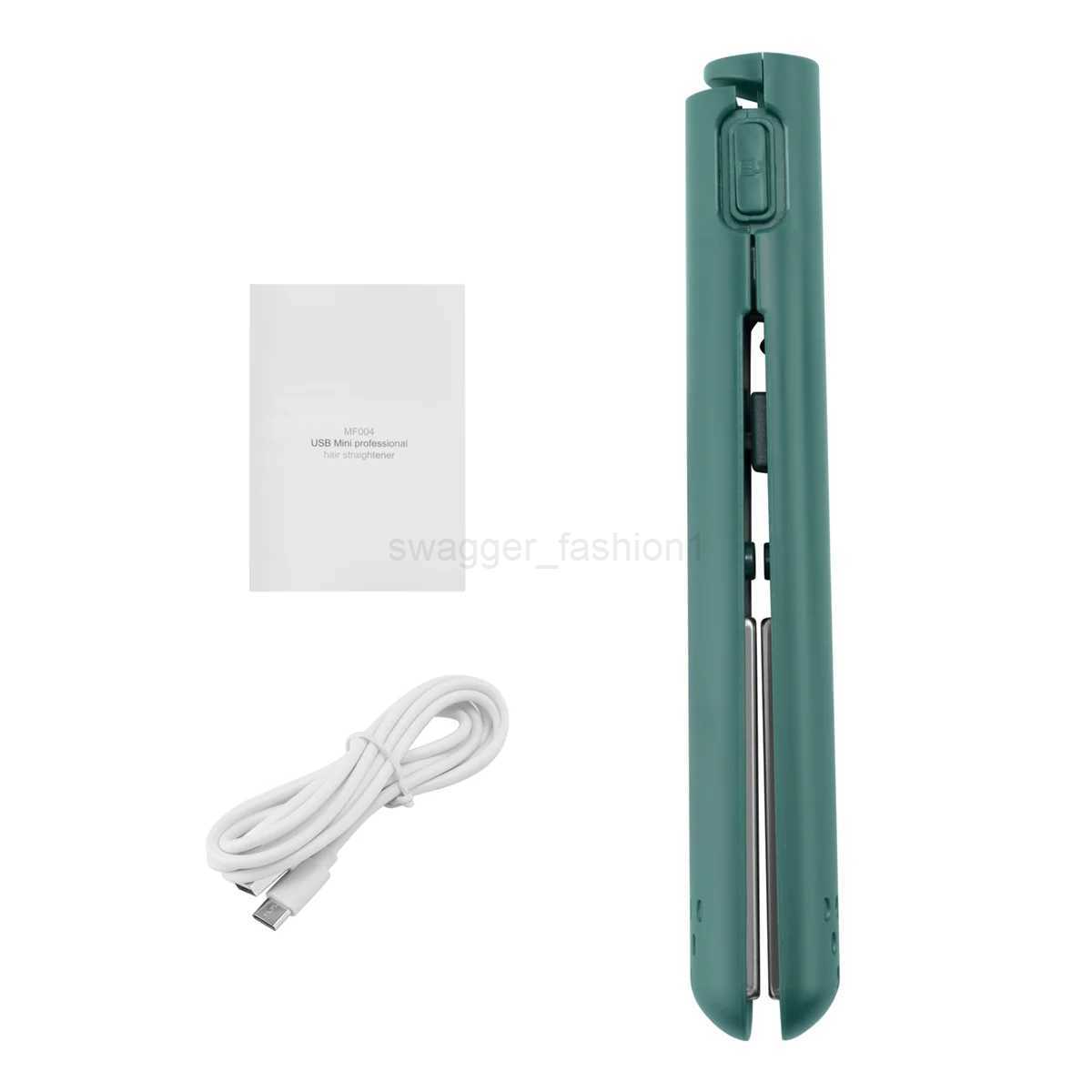 USB Cable Mini Portable Hair Straightener for Straight and Curling Dual-Use Curling Irons for Students GreenB240719