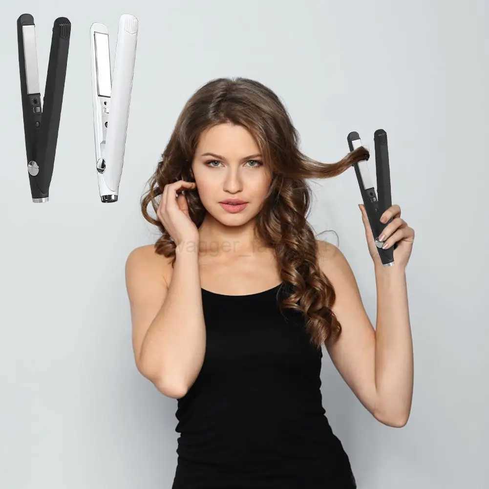 Mini USB Portable Cordless Hair Straightener Curler Rechargeable Curling Straightening Flat Iron Professional Split Styling ToolB240719