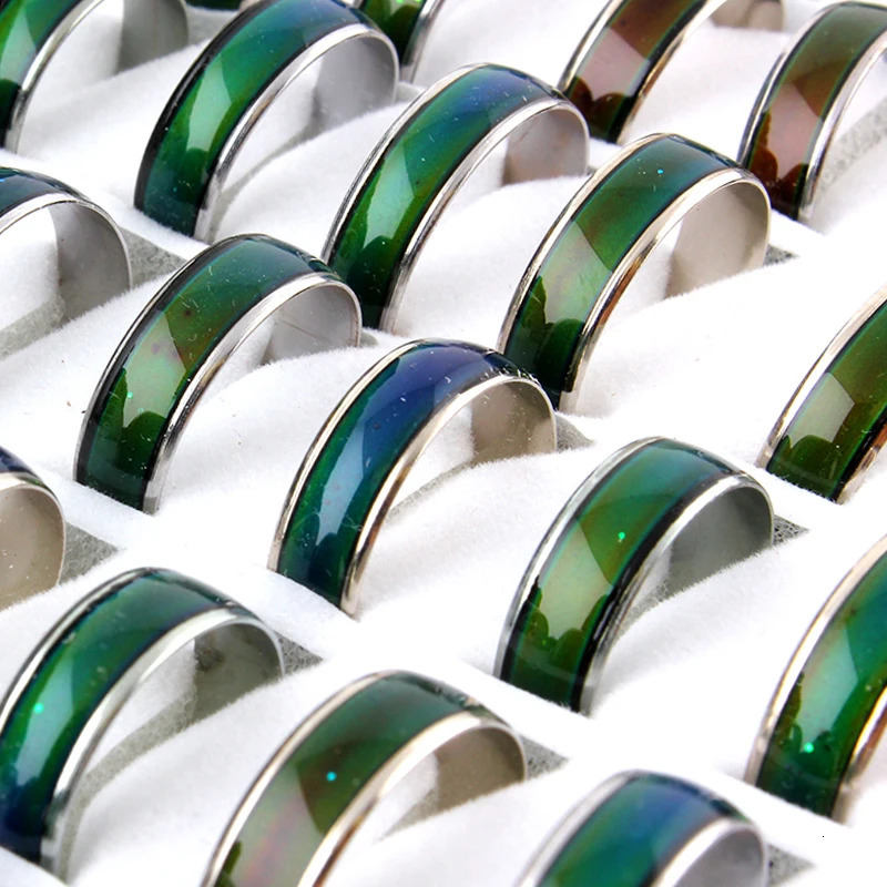 100 pieces/set of 6mm emotional rings feeling temperature changes color rings suitable for neutral women with a box of wholesale loose jewelry 240710