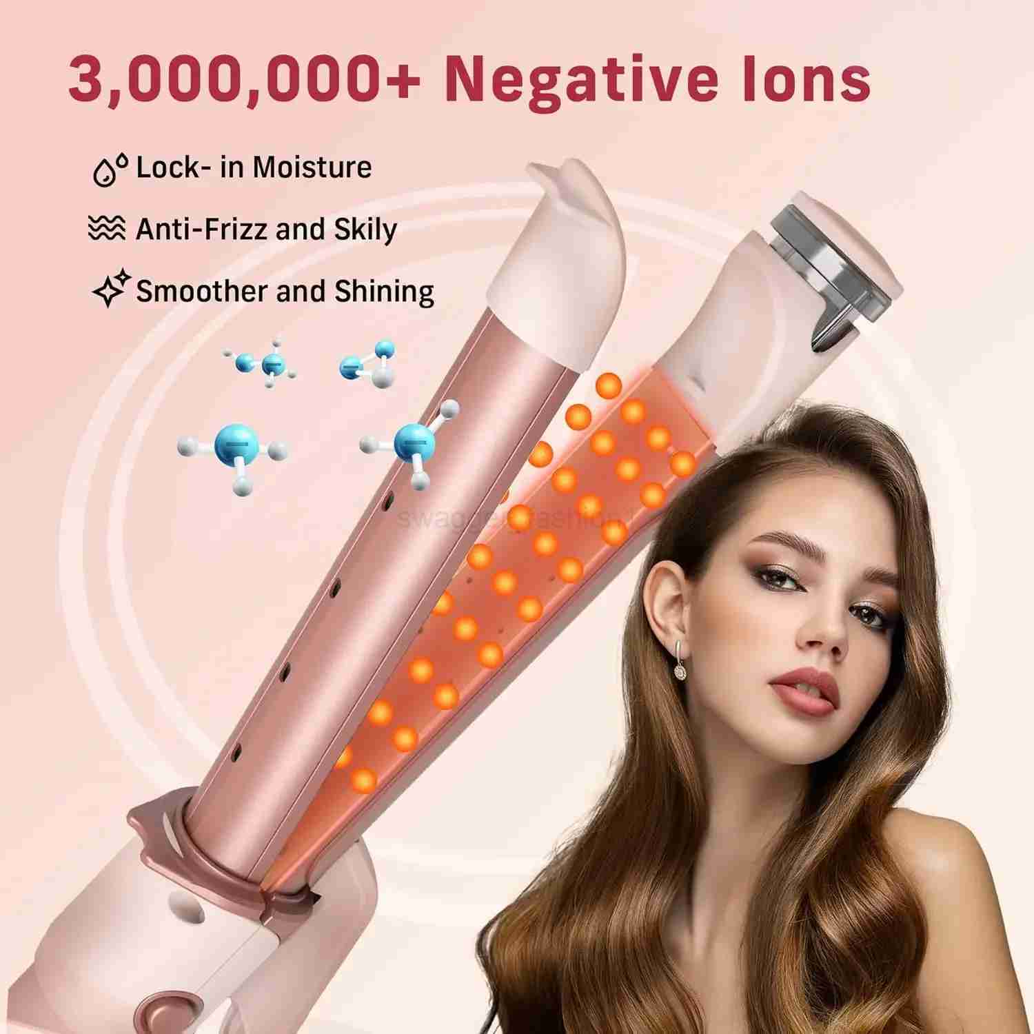 Professional 2-in-1 Ceramic Hair Curling Wand with Steam Hair Straightener 1 Curler Iron infused with Negative Ions for SilkyB240719