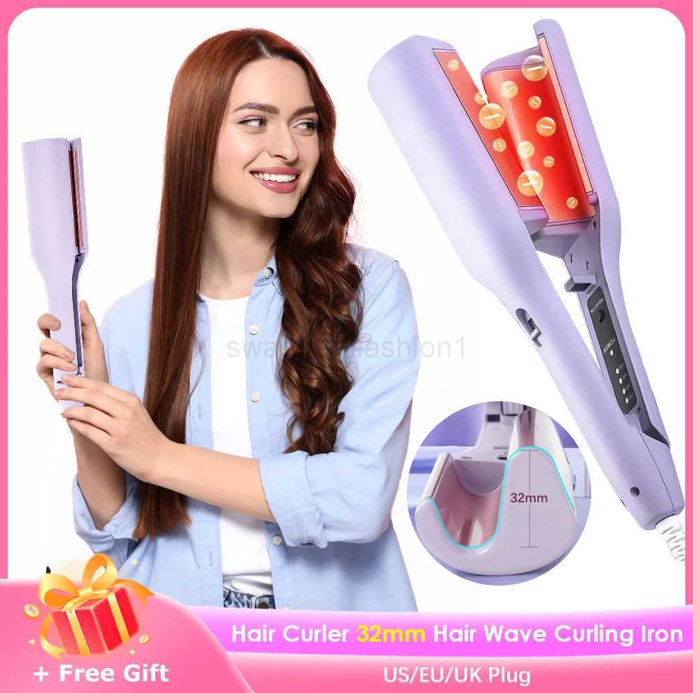 32mm French Hair Curler Wave Professional Egg Roll Hair Curling Iron Corrugated Wavy Styler Fast Heating Volumizing Styling ToolB240719Bh240720