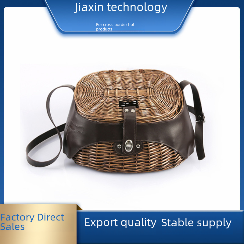 Rattan fish basket Wooden fishing bucket Willow Creel hand-woven fish protection fishing cage
