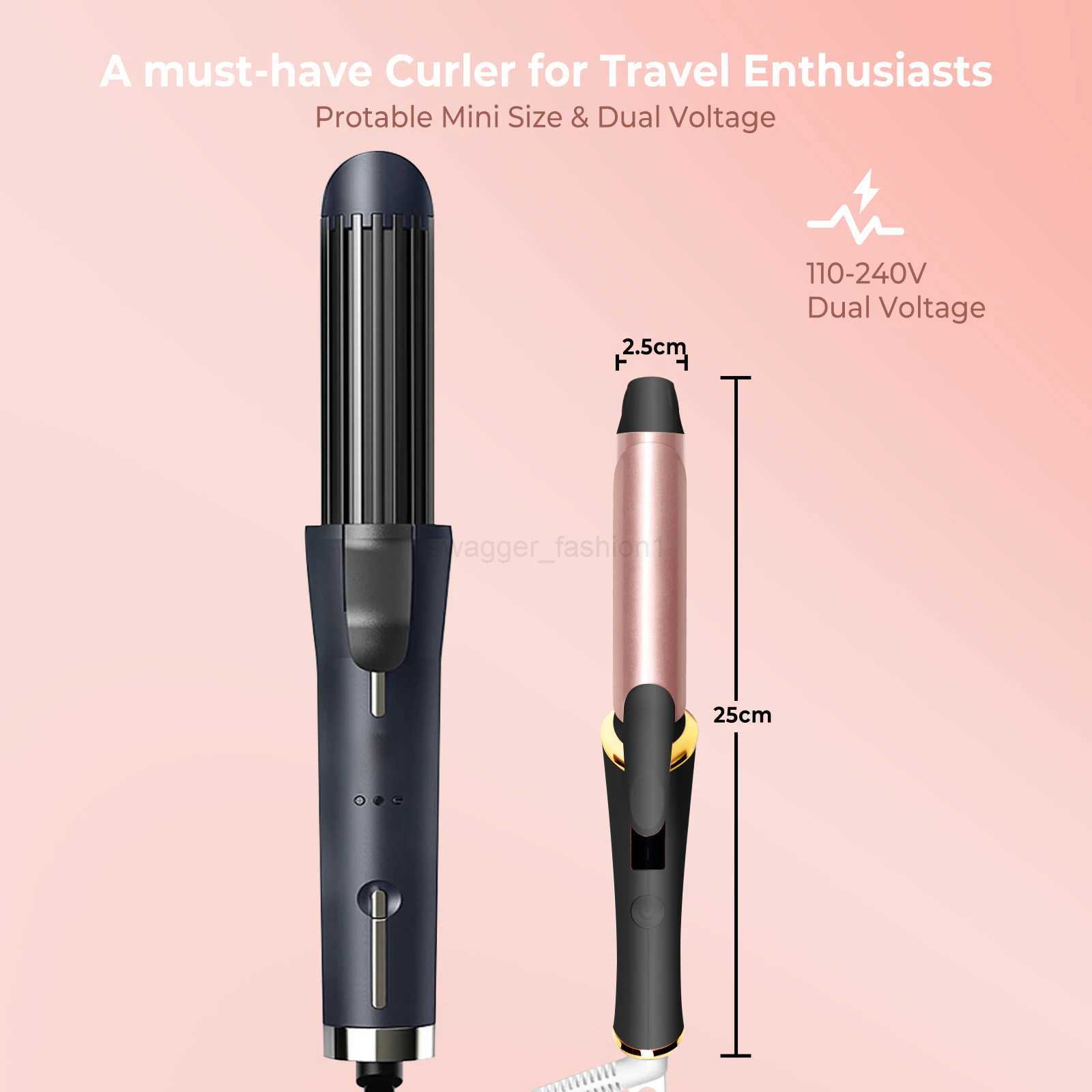 Ceramic Mini Hair Curler 25mm Travel Curling Iron Dual Voltage Curling Wand Small Hair iron Styler Curly Hair ProductsB240719