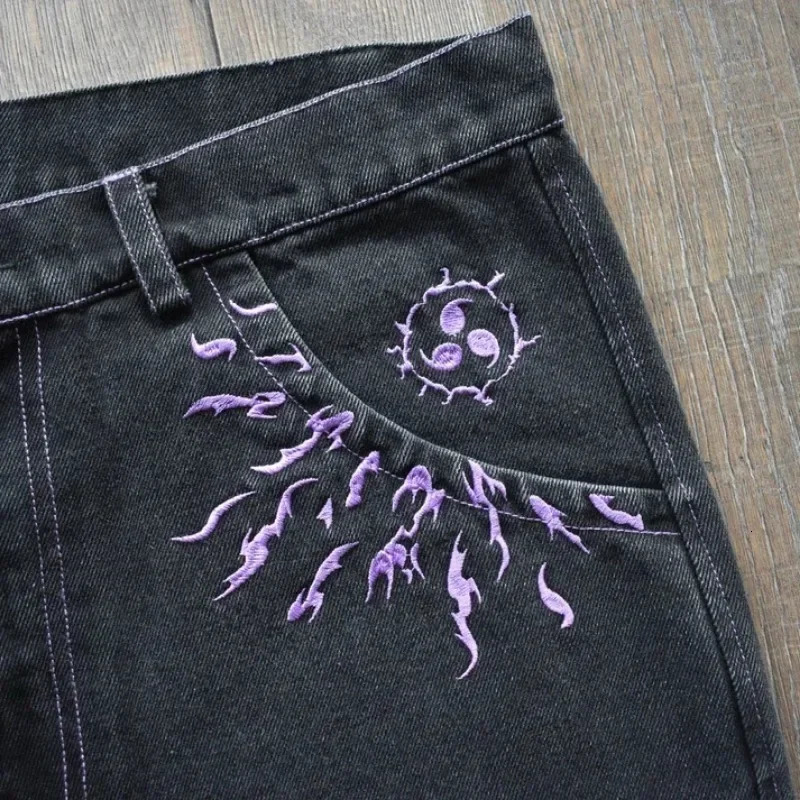 Y2K men jeans Harajuku Baggy vintage Anime patterns goth Hip Hop Streetwear men women fashion Casual aesthetic wide leg jeans 240716