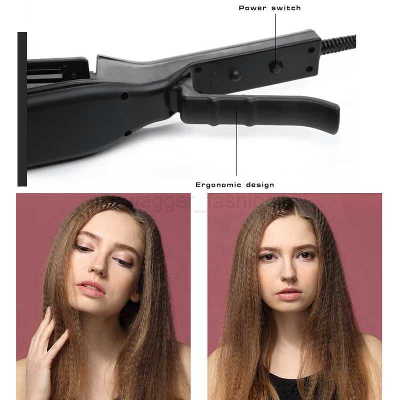 Professional Hair Curler Comb Curling Iron Wand Ceramic Corrugated Wave Corn Irons Wave Curler Iron Corrugation Plate ClipB240719