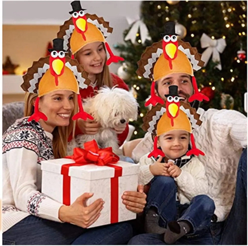 Plush Turkey Thanksgiving Hat With Head Legs And Tail Fancy Dress AccessoryThanksgiving Party Costume Outfit and Dress 240715
