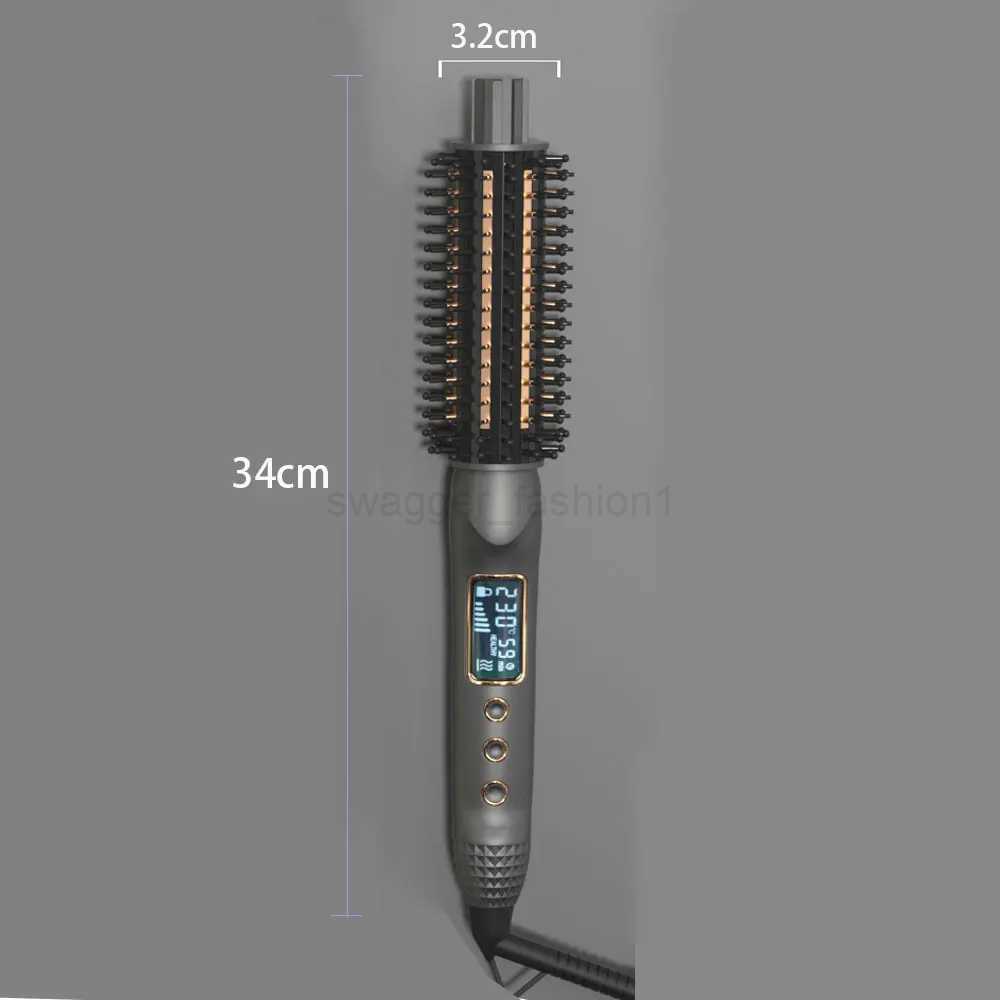 Heated Hair Curling Ceramic Tourmaline Ionic Volumizing Brush Quick Heating Hair Straightener Dual Voltage Travel Curling IronB240719