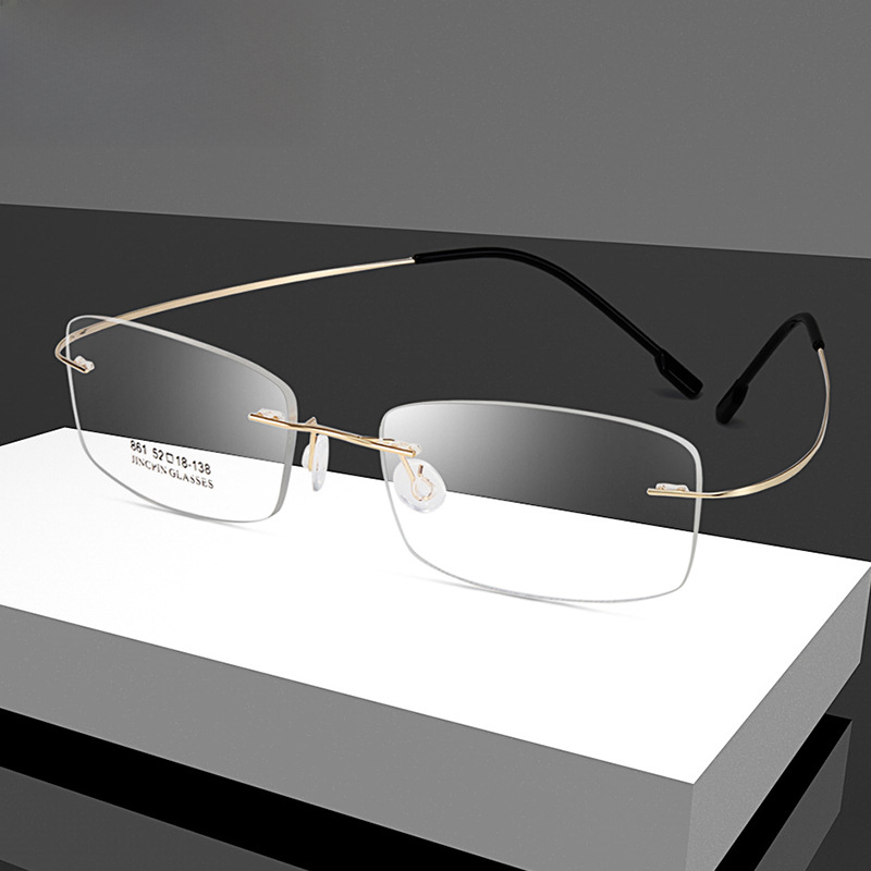 Business Ultra Light Titanium Alloy Super Elastic Metal Danyang Glasses Frame Myopia Rimless Glasses Frame Box Glasses 861