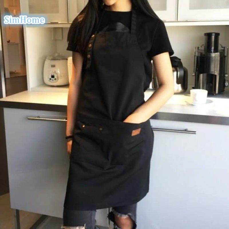 Aprons Fashion Canvas Kitchen For Woman Men Chef Work Apron Grill Restaurant Bar Shop Cafes Beauty Nails Uniform