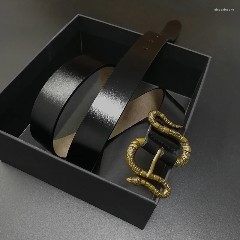 Belts Women High Quality Belt Snake Buckle Ceinture Femme Genuine Leather Mens Man Jeans