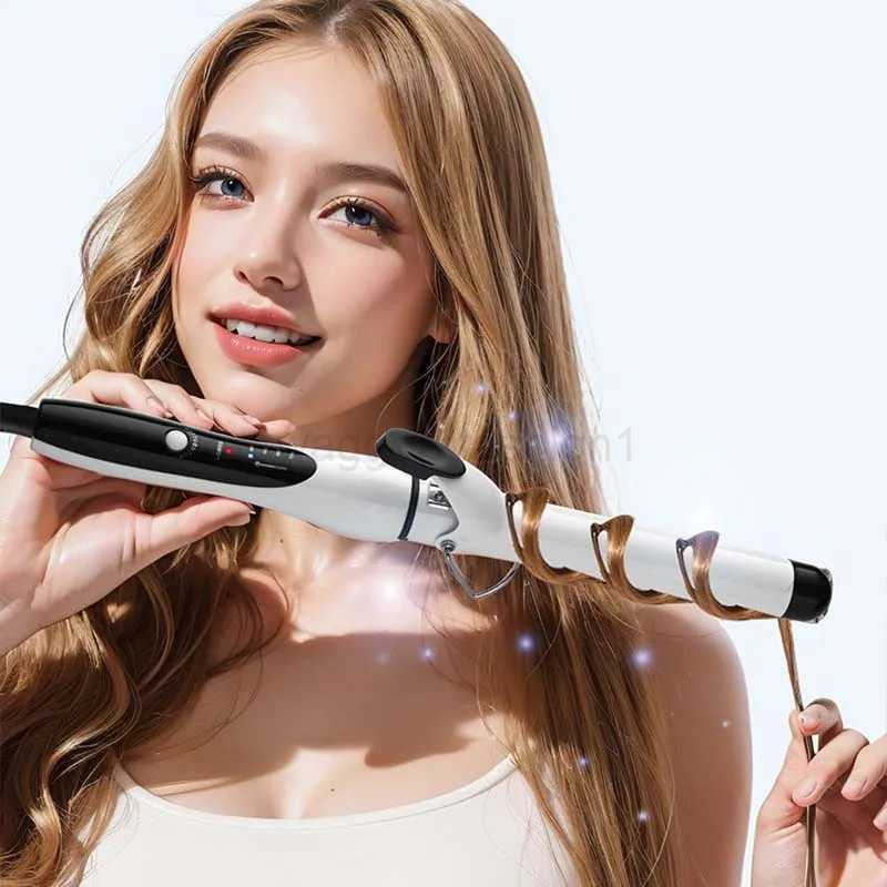 Professional White Ceramic Large Wave Curler Nanometre 25Mm Auto Spin Rotating Hair Curler Curling Wand Iron Styling ToolB240719