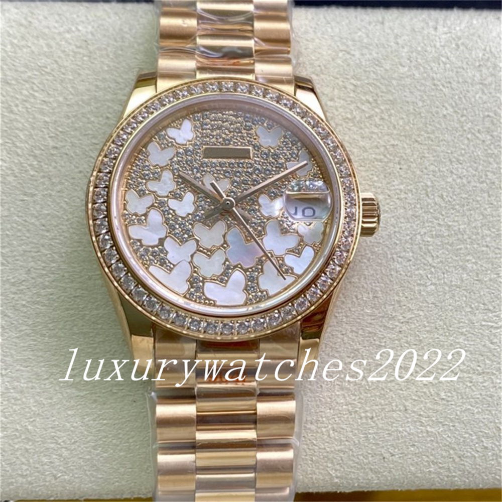 Fashion Ladies Watch 31mm Rose Gold Diamond Bezel Automatic Mechanical Movement 904l Steel Bracelet Nf Factory Super Edition Womens Wristwatch