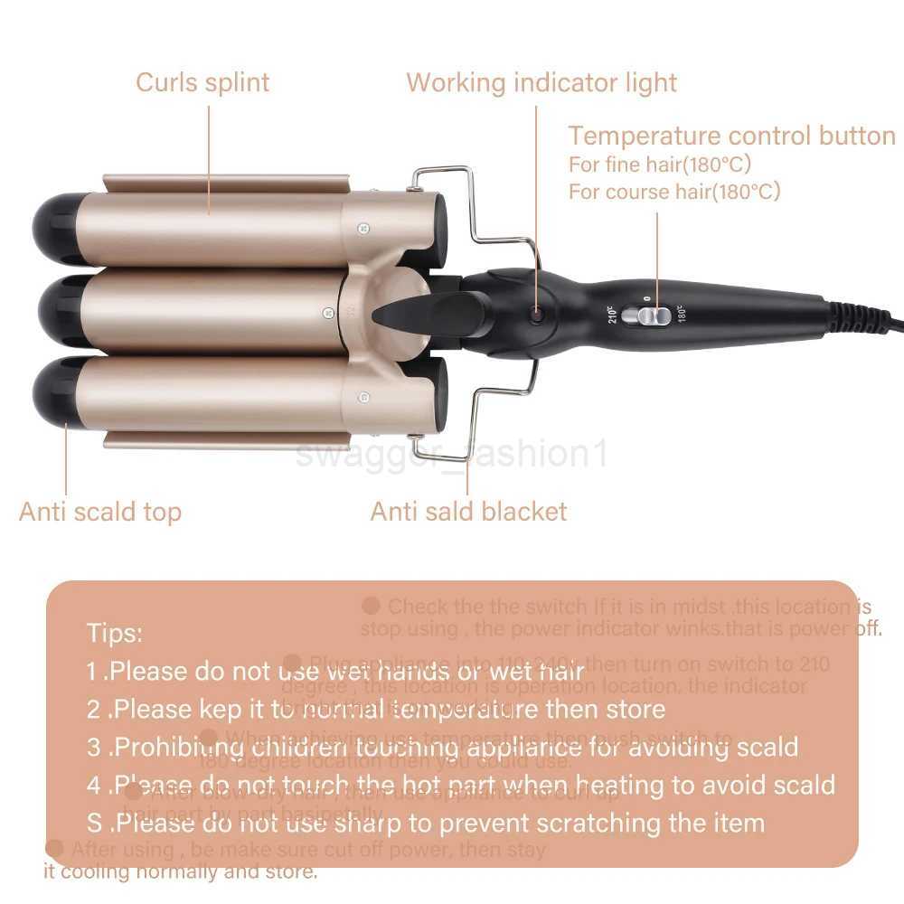 3 Tubes Hair Curling Iron 25 32mm Electric Hair Curlers Wave Hair Style Triple Barrel Egg Roll Hair Styling Beauty Hair DeviceB240719