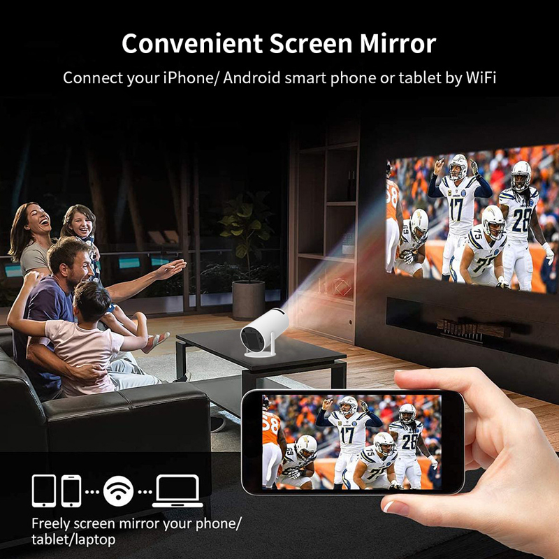 HY300 Smart Projector Android 12.0 WIFI Wireless Connection 130 ANSI 600P 720P Home Cinema Outdoor Protable Projetor