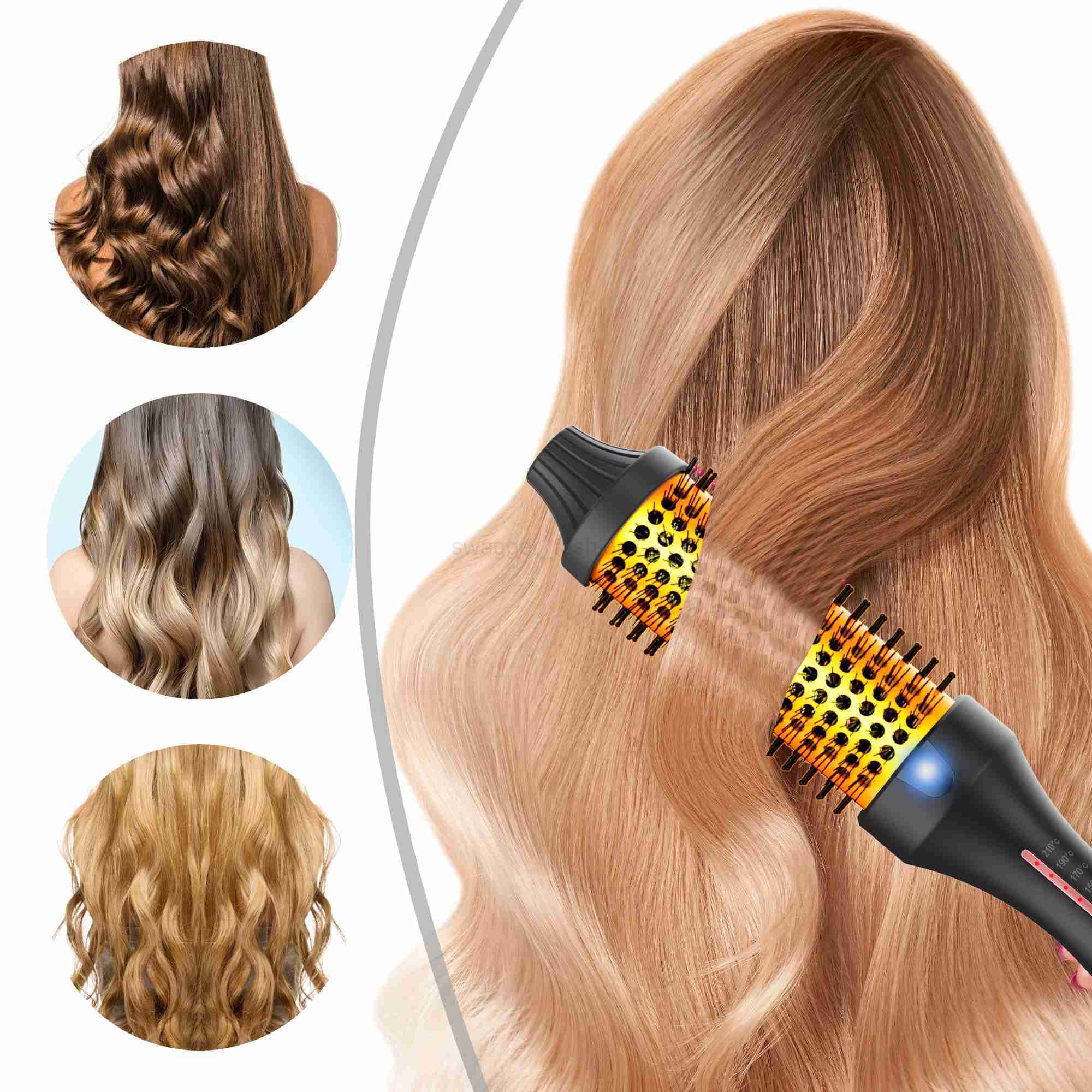 Ceramic Hot Brush Curling Iron Brush Double PTC Heated Thermal Brush Tourmaline Ionic Hair Curler Digital Display Curling WandB240719