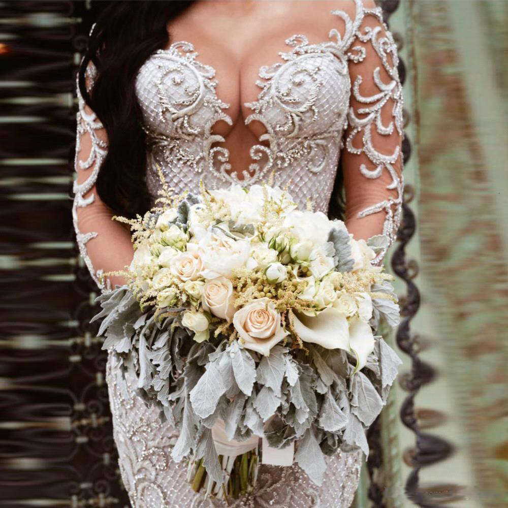 White Lace Mermaid Wedding Dresses Tulle Sleeve Sweetheart Bridal Gowns Long Africa Women Appliques Vestido de Novia