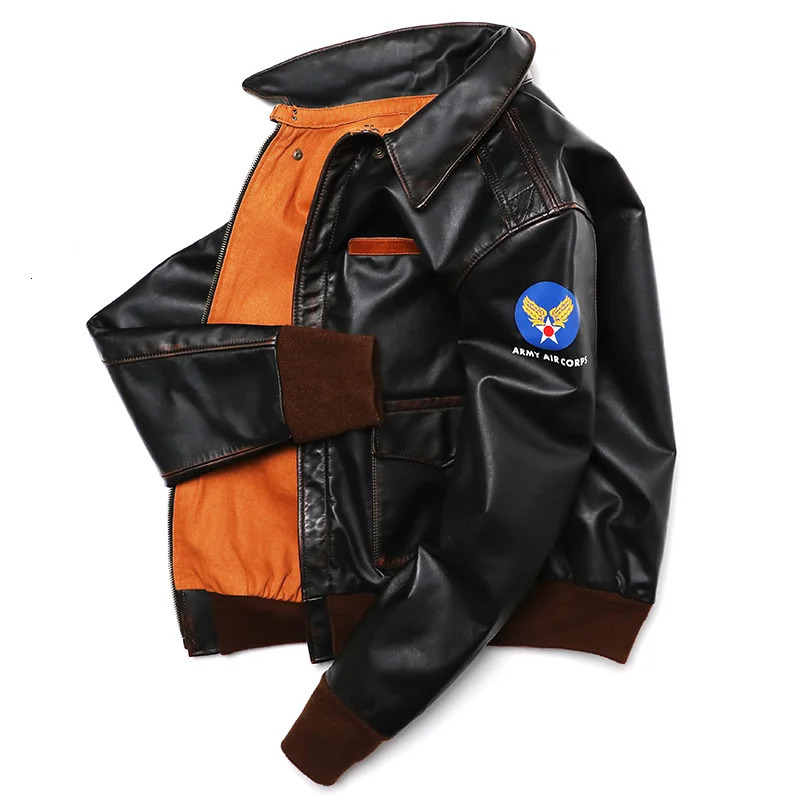 Classic A-2 Type Horsehide Us Air Force Genuine Leather Jacket Mens Vintage Cloth Flight Jacket Retro Motorcycle Coat A2 Style 240715
