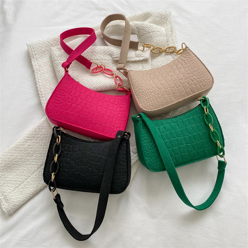 Fashion Felt Shoulder Bags for Women Women's Subaxillary Bag Design Advanced Texture Armpit Handbags Purses Saddle Bag