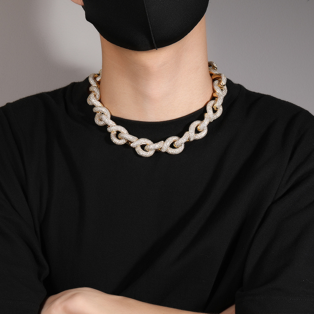 20mm Hip Hop Solid Heavy Cuban Chain Necklace Bracelet 5A Zircon Rap Jewelry