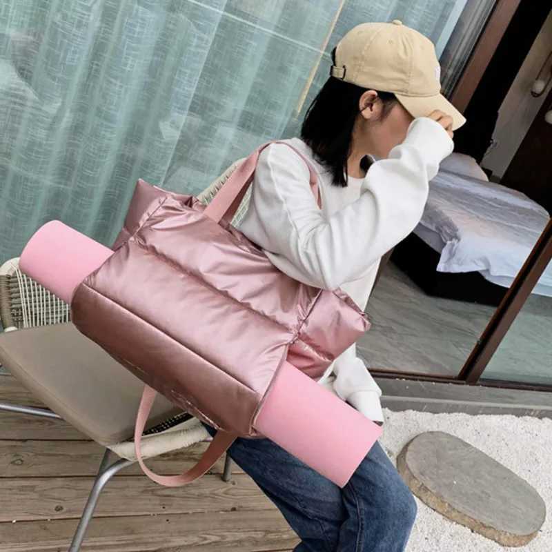 Yoga Bags 2021 Gym Bags Waterproof Fitness Yoga Mat Bag Multifunction Glitter Women Sac Swimming Sport bag Large Capacity Shoulder Handbag z240719
